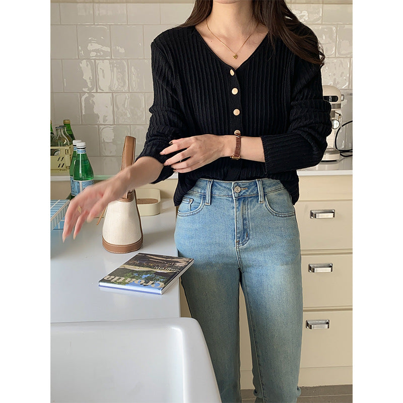 Damen Strickjacke mit Knöpfen Norvielle