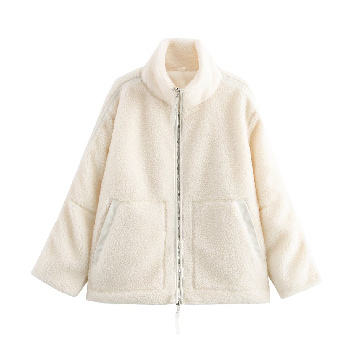 Damen Fleecejacke Kuschelig Hochkragen Taschen Norvielle