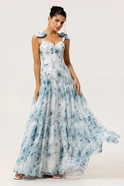 Damen Maxikleid mit Floralmuster und Rüschenträgern Norvielle