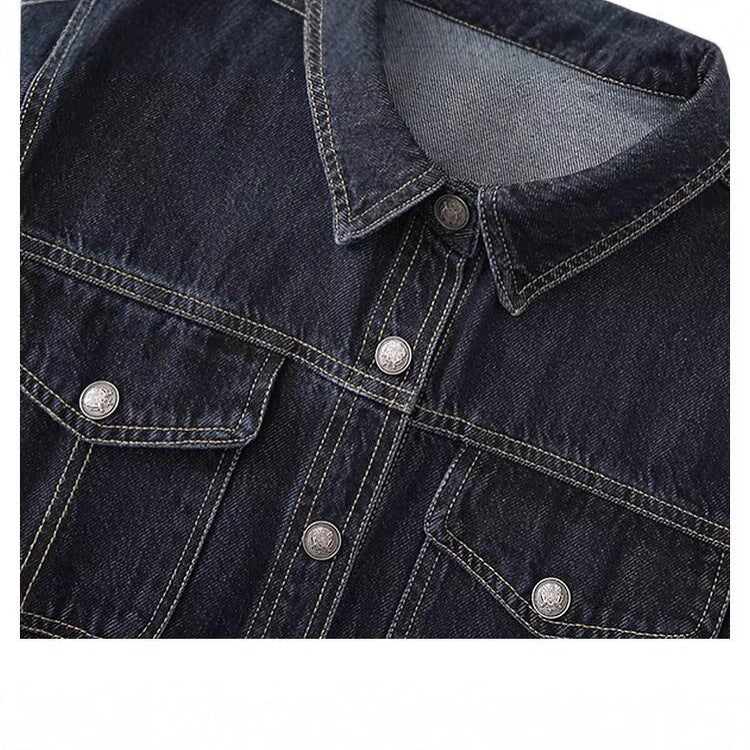 Damen Jeansjacke Klassischer Kragen 2 Brusttaschen