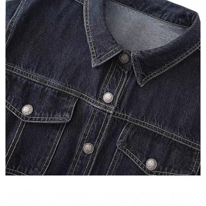 Damen Jeansjacke Klassischer Kragen 2 Brusttaschen