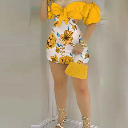 Damen Bodycon Kleid Rüschenärmel Tiefes Dekolleté