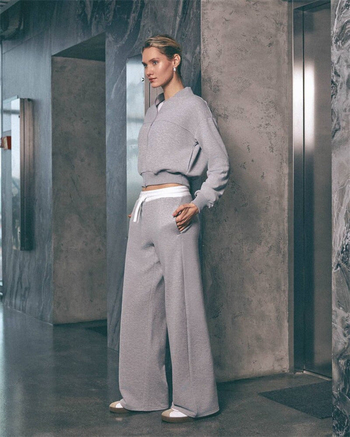 Damen Freizeit-Set Weite Hosen Moderner Kragen Norvielle