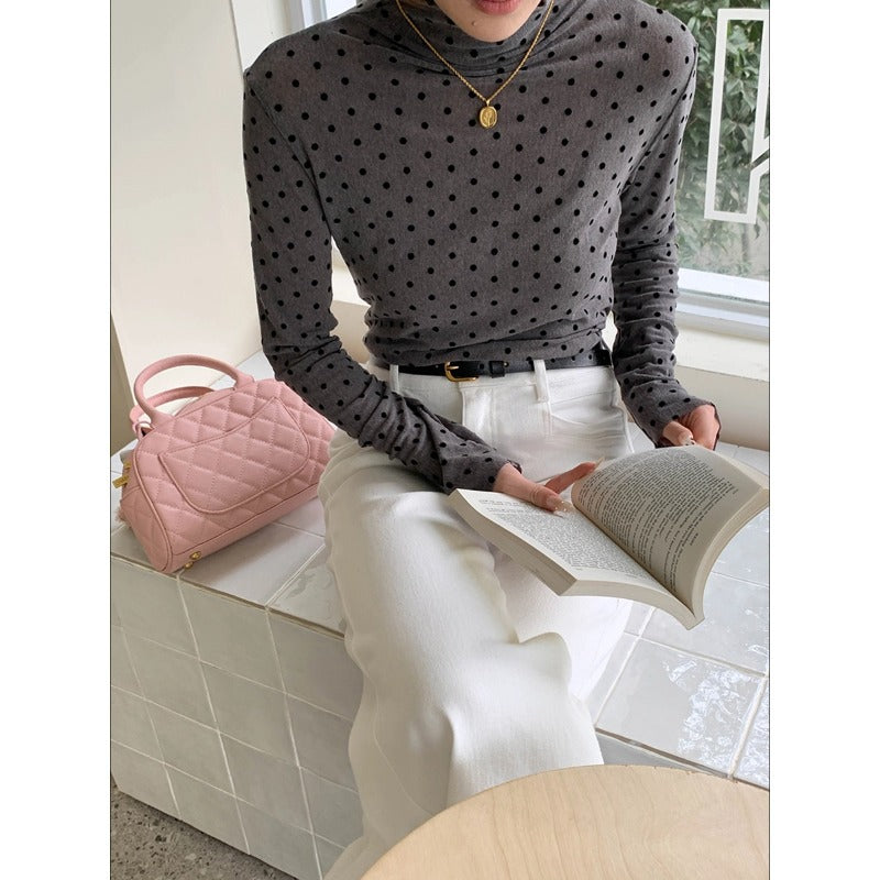 Damen Langarm Turtleneck Pullover Polkadots Norvielle - Norvielle