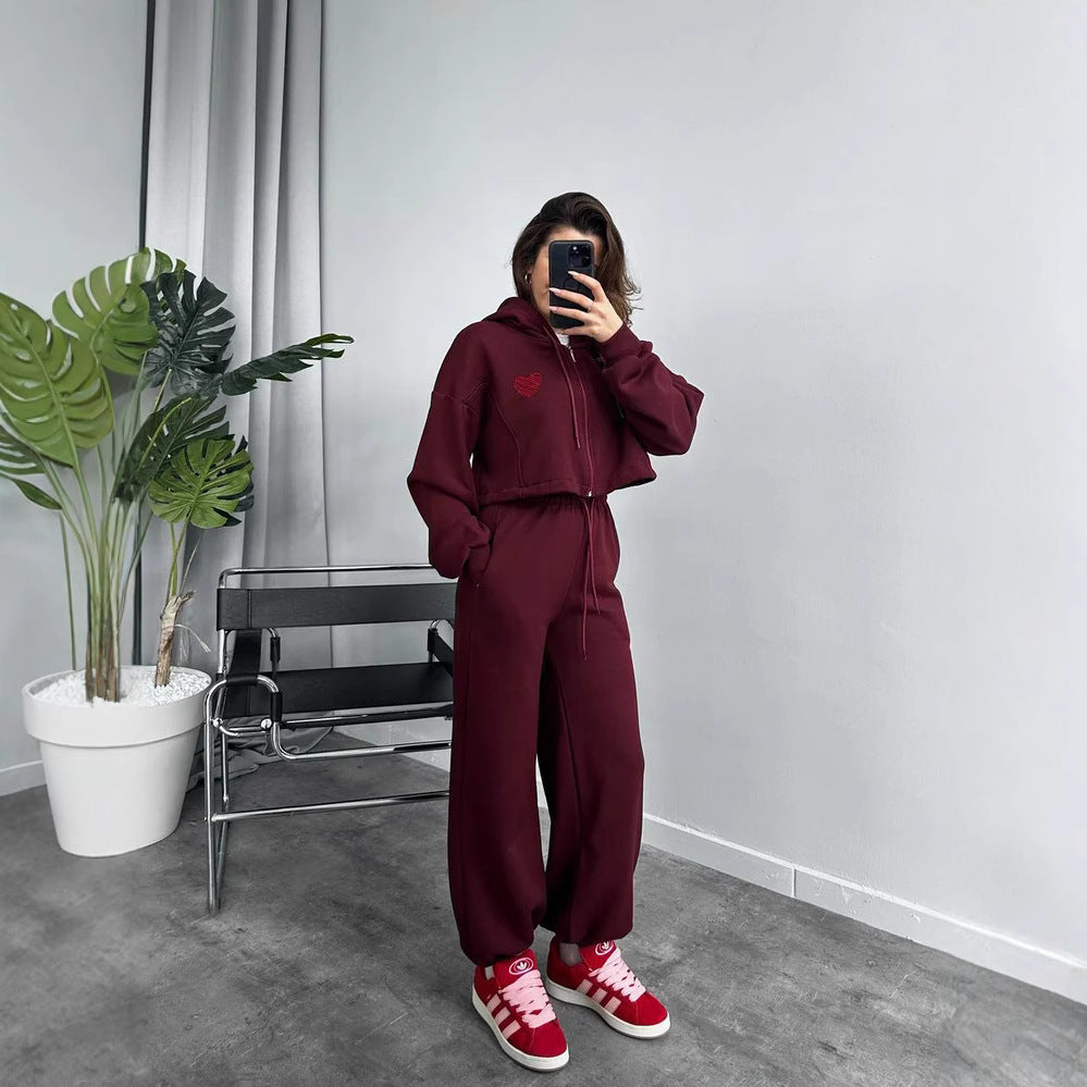 Damen Hoodie Set Cropped Sweatpants Norvielle