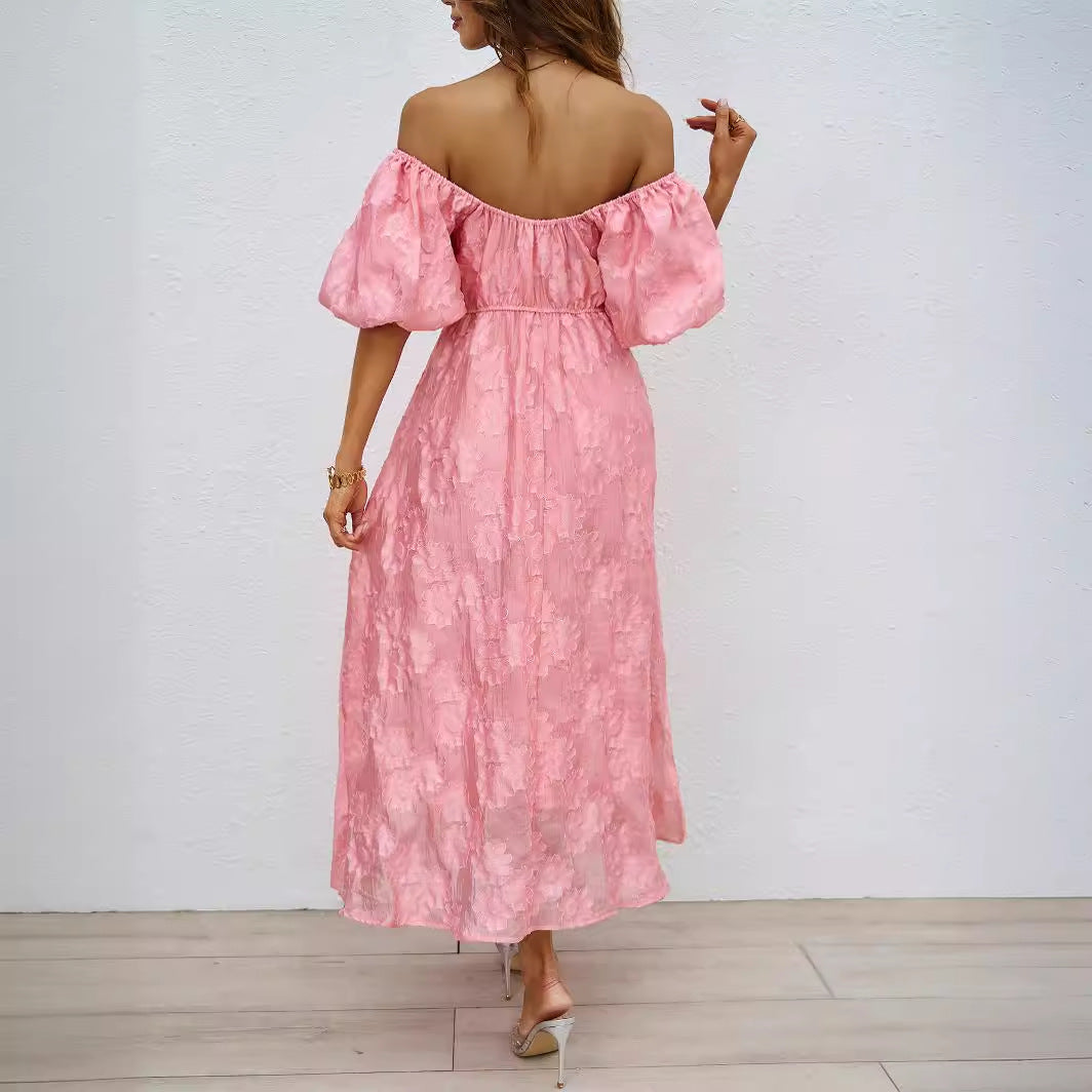 Damen Maxikleid A-Linie Voluminöse Ärmel Florales Design