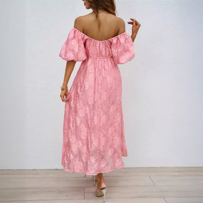 Damen Maxikleid A-Linie Voluminöse Ärmel Florales Design