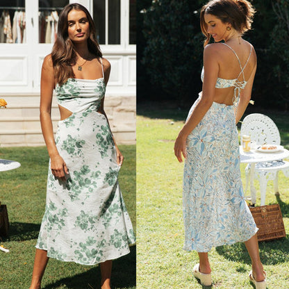 Damen Maxikleid floral Musterung Seitenschlitze Norvielle - Norvielle