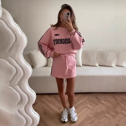 Damen Sportkleid Sweatshirt-Style Kordelzug Länge Langärmlig