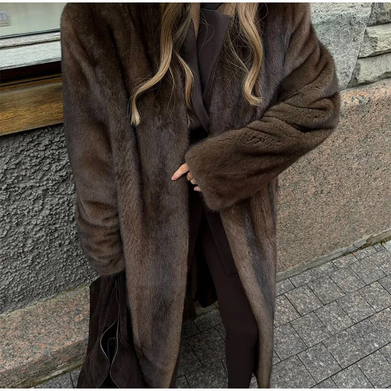 Damen Kunstfellmantel Elegantes Design