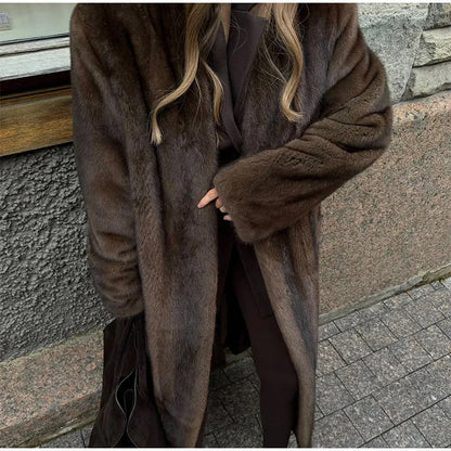 Damen Kunstfellmantel Elegantes Design