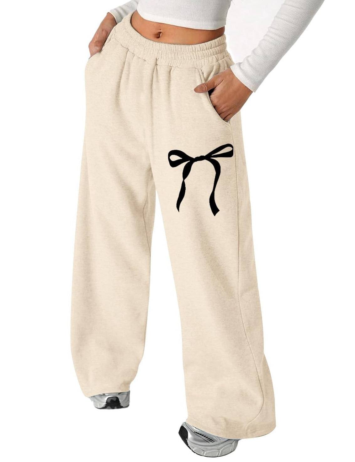 Damen Freizeithose Schleifenmuster Baumwolle Bequem Norvielle