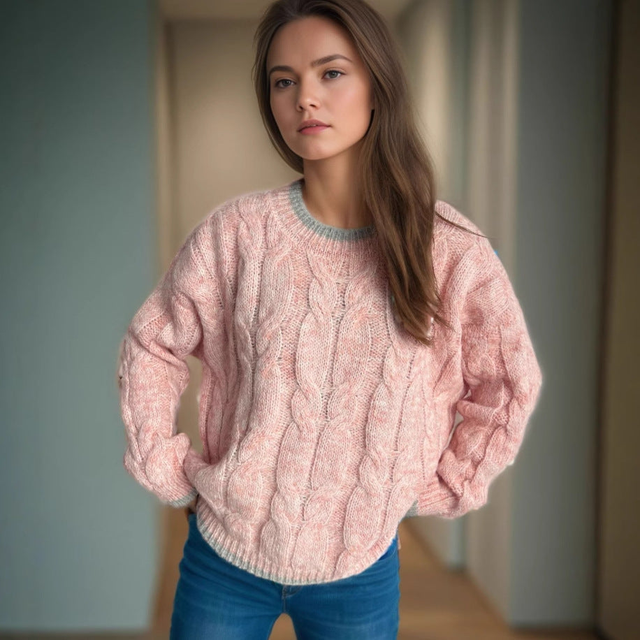 Damen Grobstrickpullover Zopfdesign Norvielle