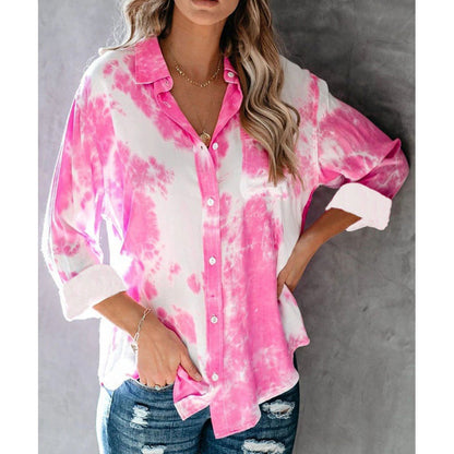 Damen Hemdbluse Batikdesign Leicht Blume