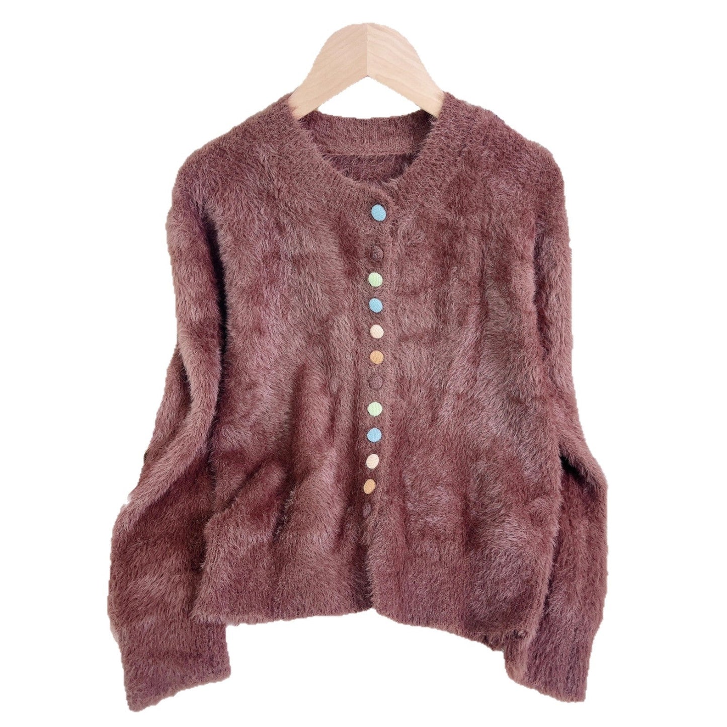 Damen Strickjacke Flauschig Bunt Norvielle