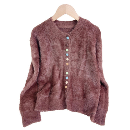 Damen Strickjacke Flauschig Bunt Norvielle