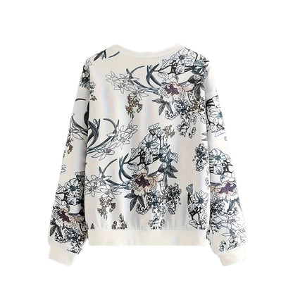 Damen Sweatshirt Floraler Druck Relaxed Fit Norvielle