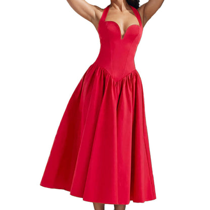 Damen Abendkleid V-Ausschnitt Voluminöser Rock Norvielle