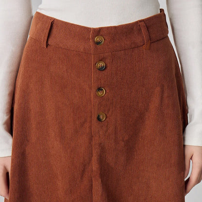 Damen A-Linie Rock Midi Elegant Knöpfe