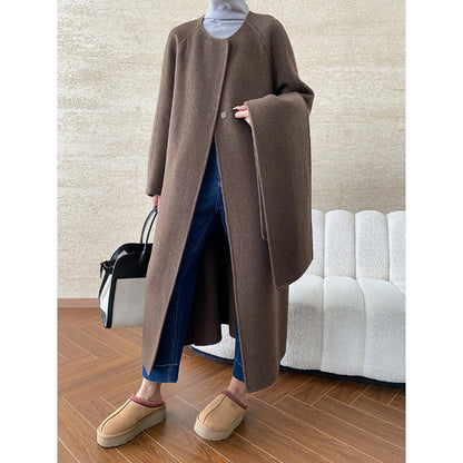 Damen Wickelmantel Eleganter Kragen Gürtel Norvielle