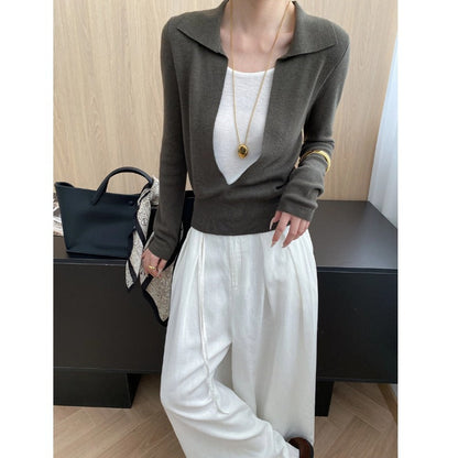 Damen Pullover Elegantes Design V-Ausschnitt Feine Stickerei