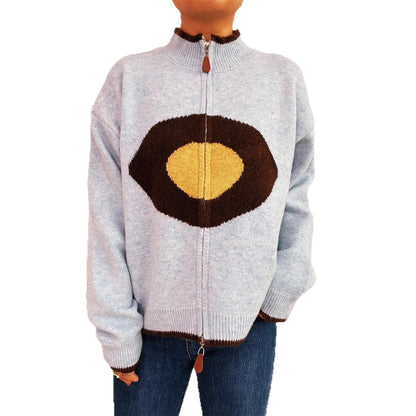 Damen Strickpullover Reißverschluss Kuschel Norvielle