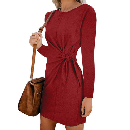 Damen Kurzarmkleid mit Knotendetail Eleganter Schnitt