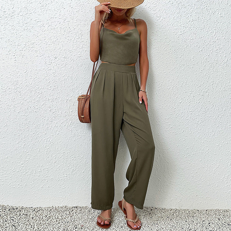 Damen Jumpsuit Weites Design Hochtaillierter Bund Norvielle