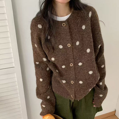 Damen Strickpullover Kuschelig Punktmuster Norvielle