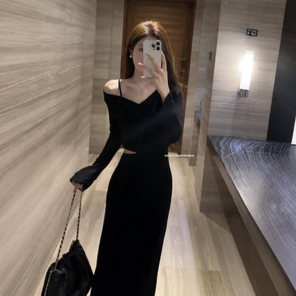 Damen Kleid Asymmetrischer Ausschnitt Cut-Out Norvielle