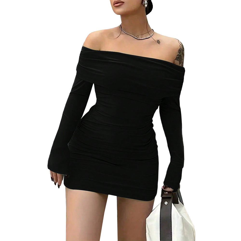 Damen Off-Shoulder-Kleid Rüschendetails Norvielle