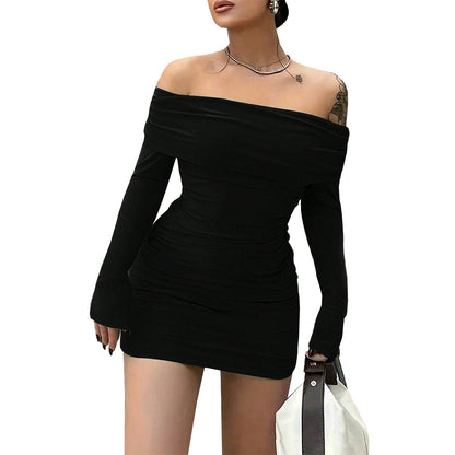 Damen Off-Shoulder-Kleid Rüschendetails Norvielle