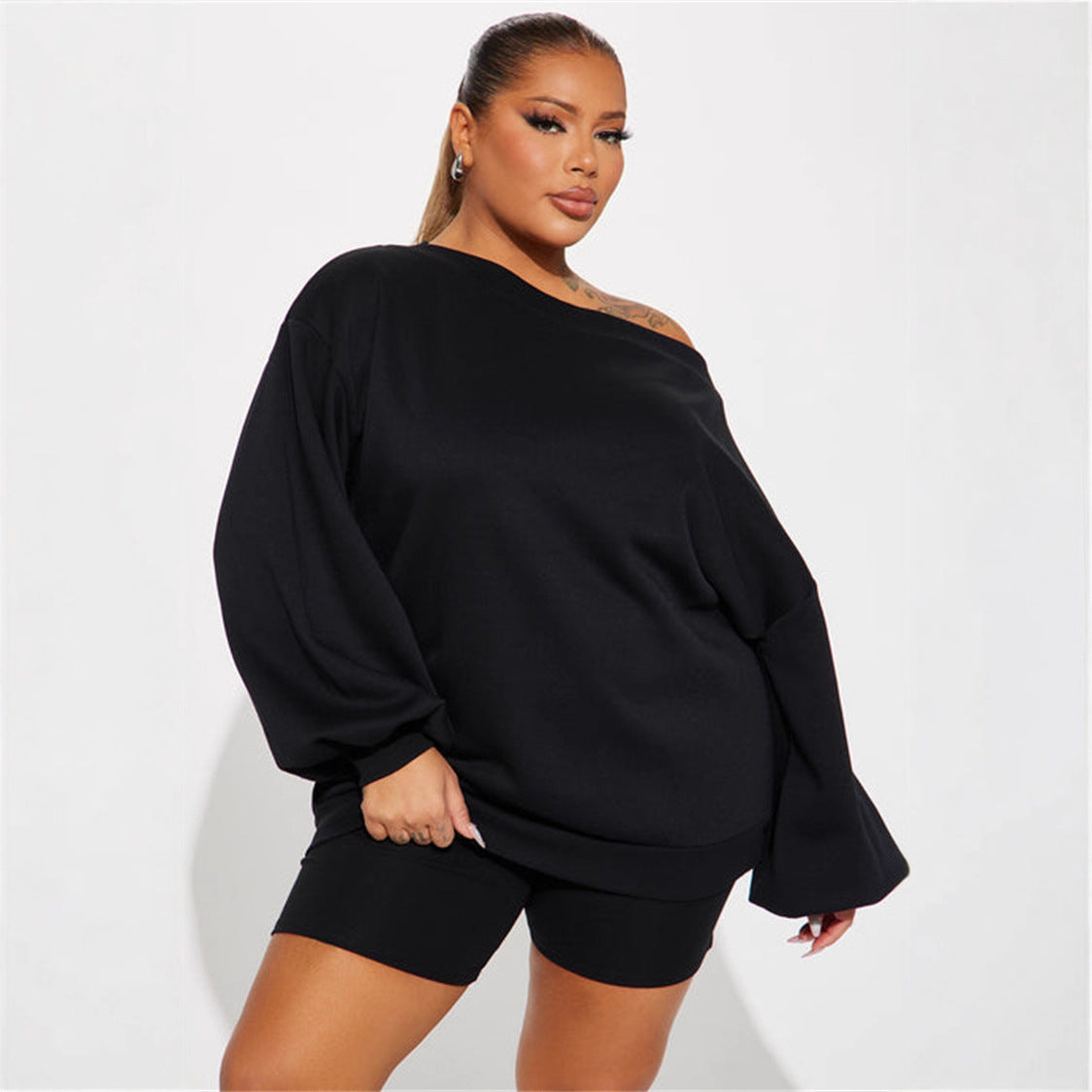 Damen Oversized Sweatpullover Asymmetrisch Norvielle