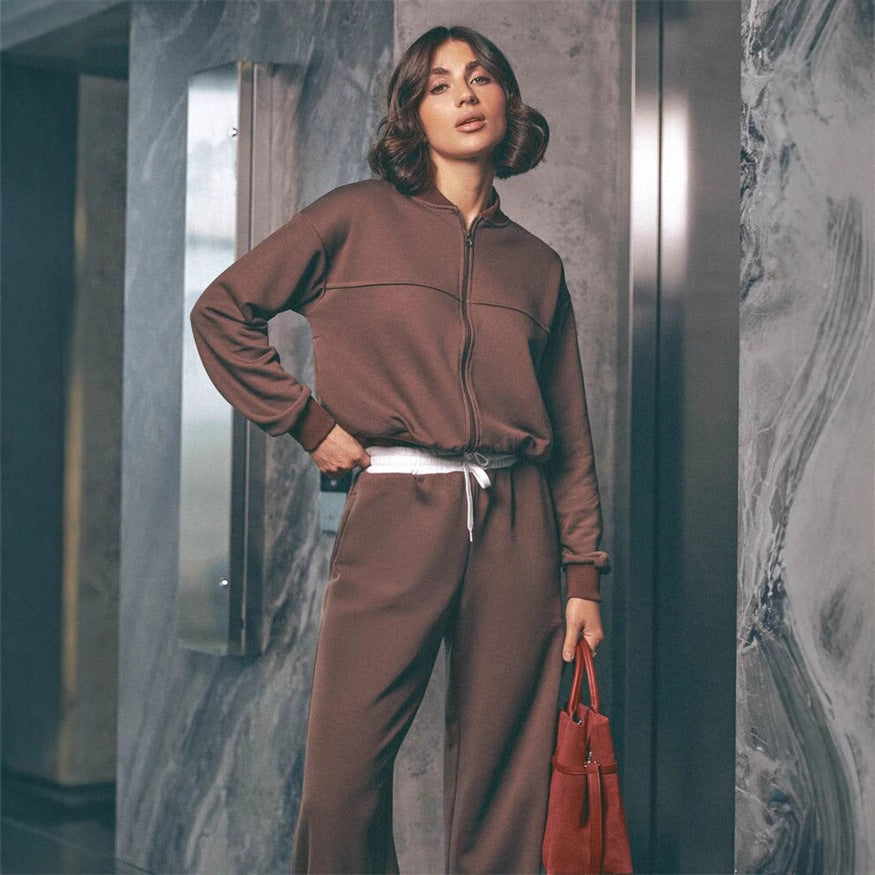 Damen Freizeit-Set Weite Hosen Moderner Kragen Norvielle