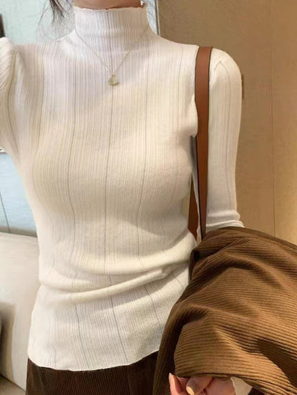 Damen Feinstrickpullover Moderner Schnitt Hochkragen Norvielle
