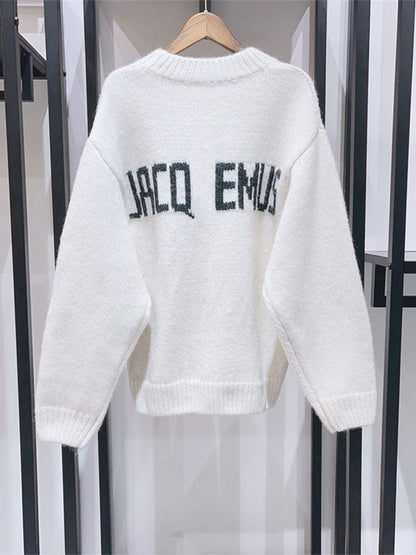Damen Strickpullover Auffälliger Schriftzug Norvielle