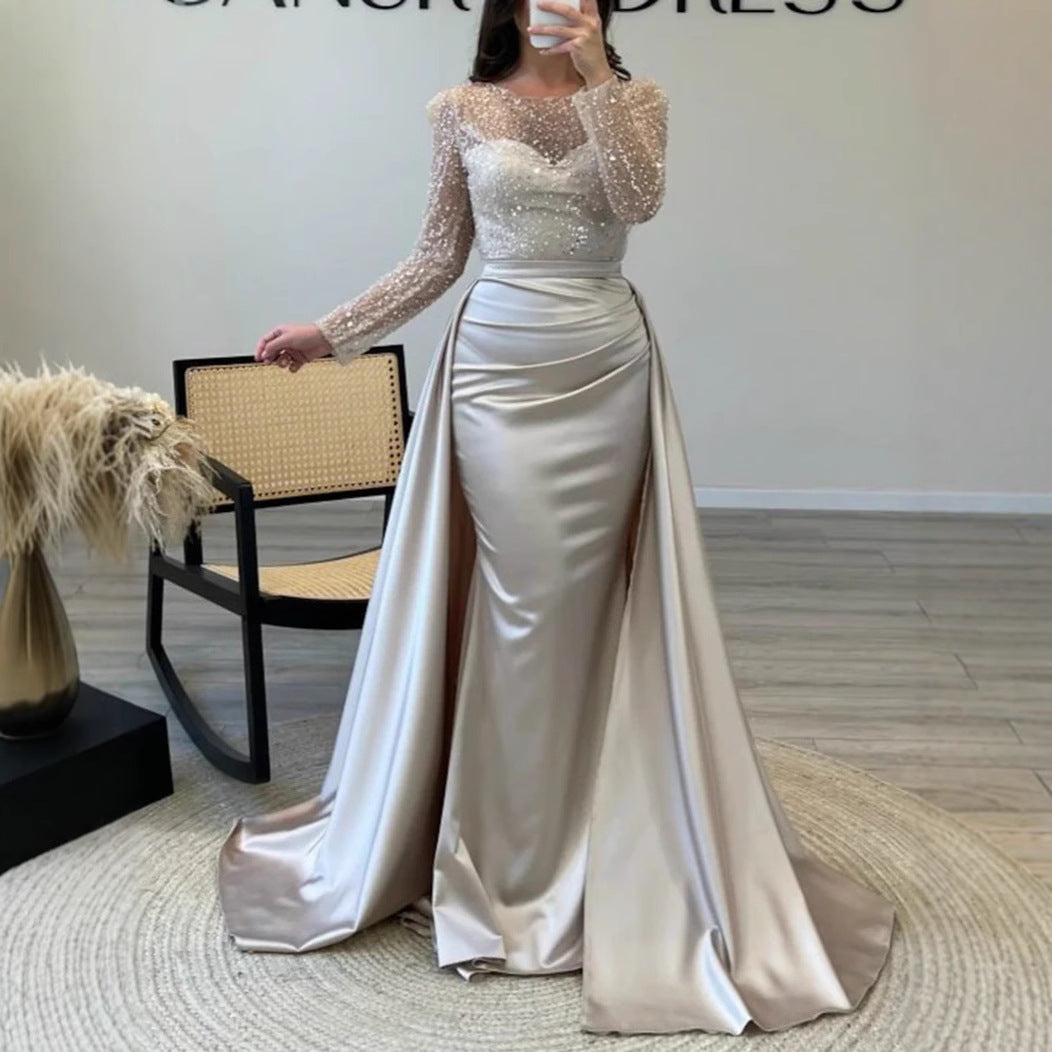 Damen Abendkleid Glitzer Oberteil Fließender Rock Norvielle