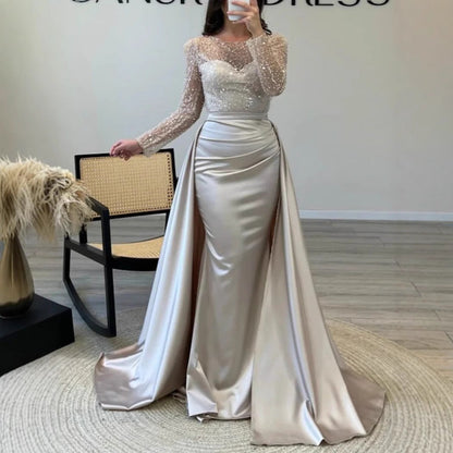 Damen Abendkleid Glitzer Oberteil Fließender Rock Norvielle