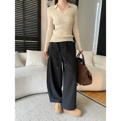 Damen Langarmshirt V-Ausschnitt Feinripp Norvielle