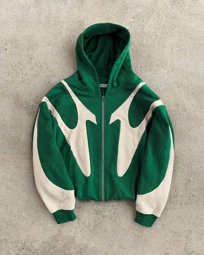 Herren Kapuzenpullover Reißverschluss Kontrastdesign