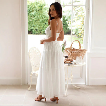 Damen Maxikleid Boho-Stil Voluminöser Rock Spaghettiträger Norvielle