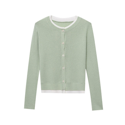 Damen Strickjacke Kontrastdetails Knöpfe Norvielle