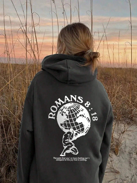 Damen Kapuzenpullover Weltmotiv Hochwertiger Druck Norvielle