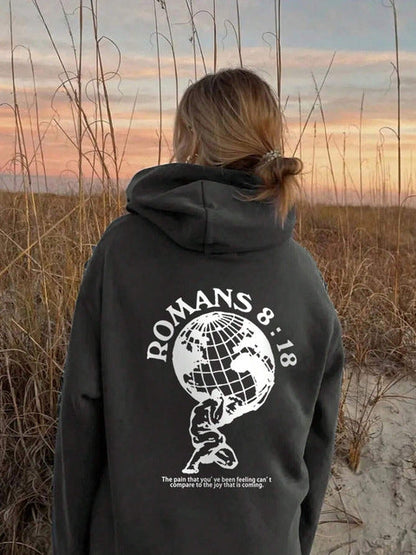 Damen Kapuzenpullover Weltmotiv Hochwertiger Druck Norvielle