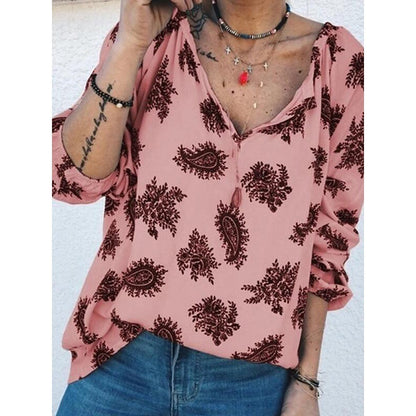 Damen Bluse Paisley-Muster Lässiger Schnitt