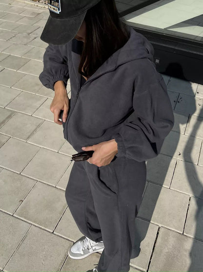 Damen Fleece-Anzug mit Taschen und Kapuze Norvielle