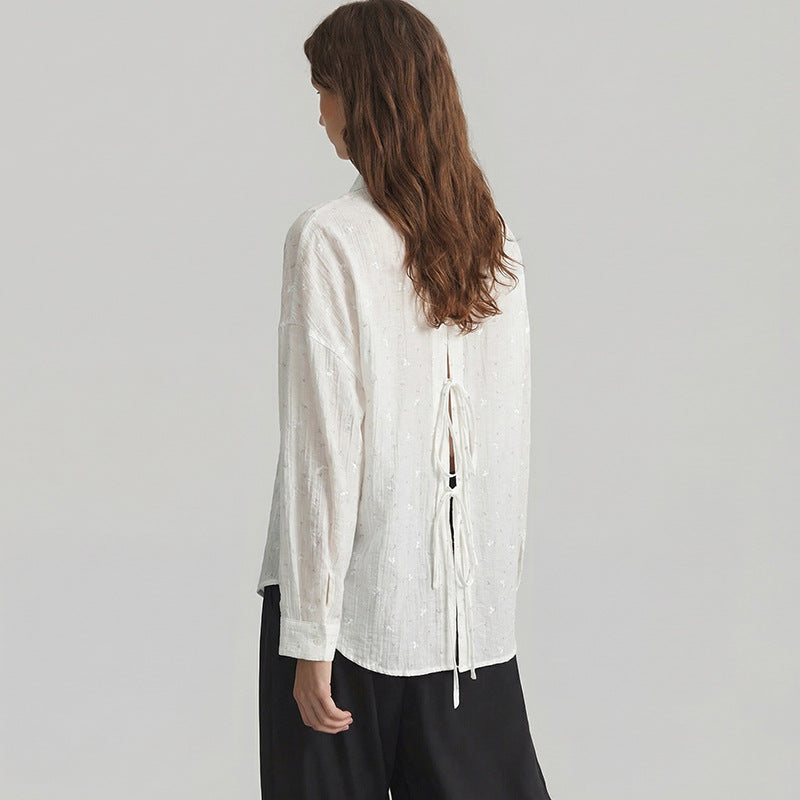 Damen Bluse Elegante Lockere Stickdetails Norvielle