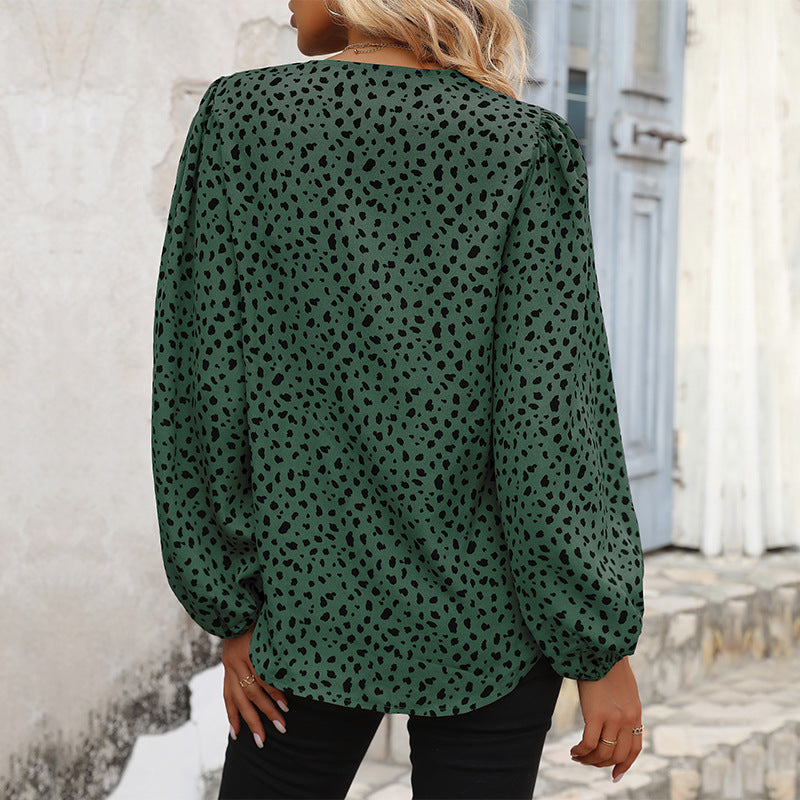 Damen Bluse Puffärmel Grafisches Muster Norvielle