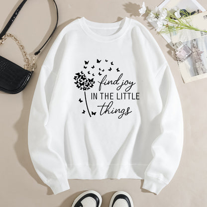 Damen Sweatshirt Floraler Aufdruck Baumwolle Weiß