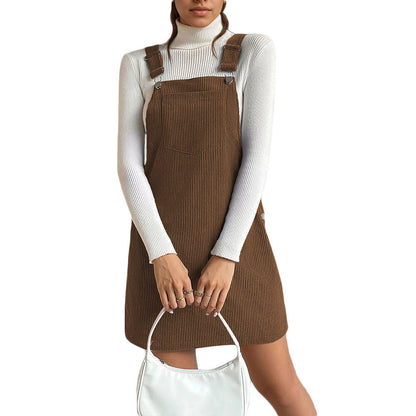 Damen Latzkleid Gerippt Verstellbare Träger Norvielle